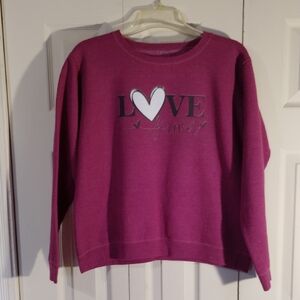 LOVE FOREVER GRAPHIC PURPLE WOMEN'S SWEATSHIRT SIZE MEDIUM